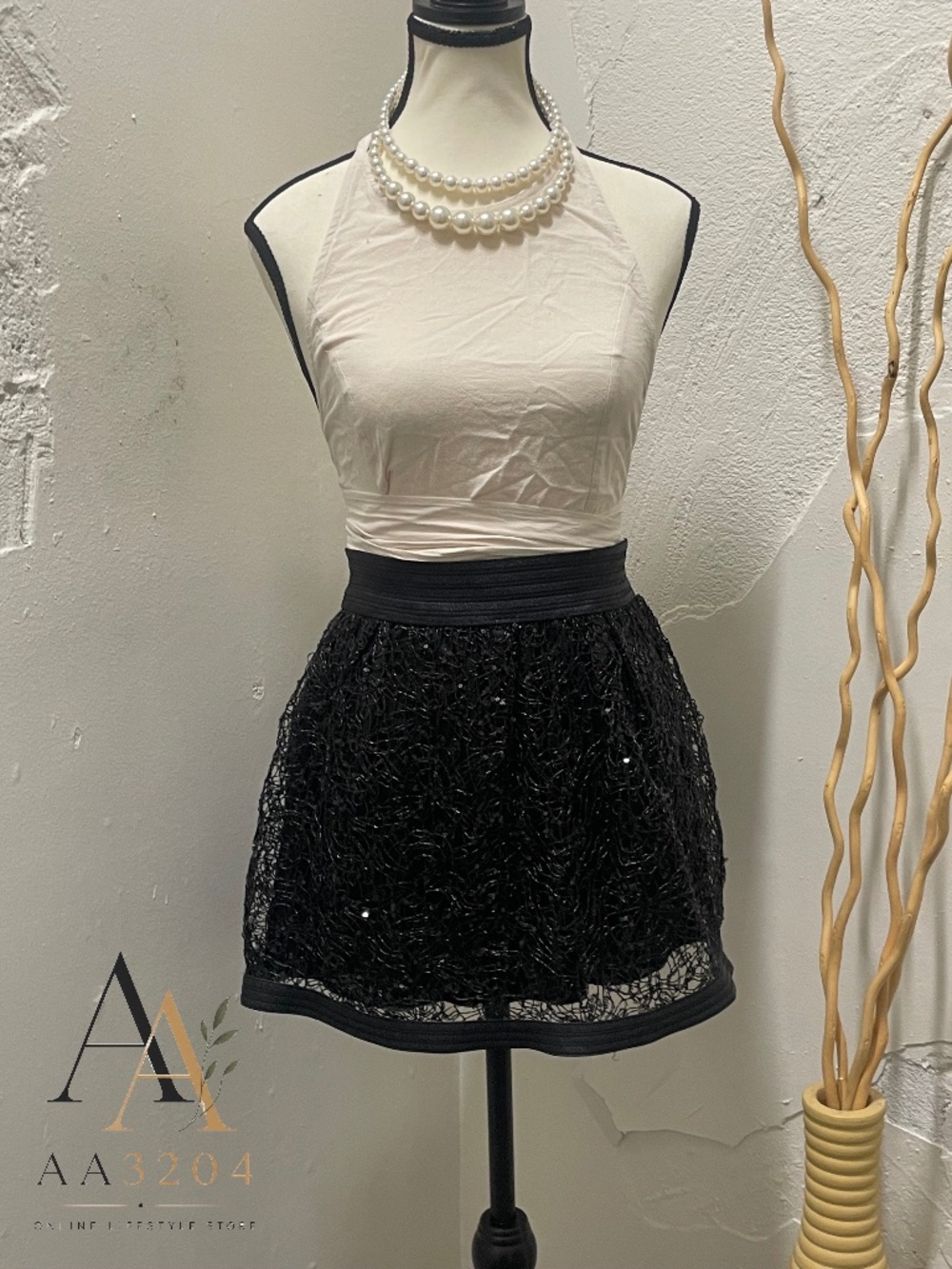 Choies Mini black sequin and tulle skirt